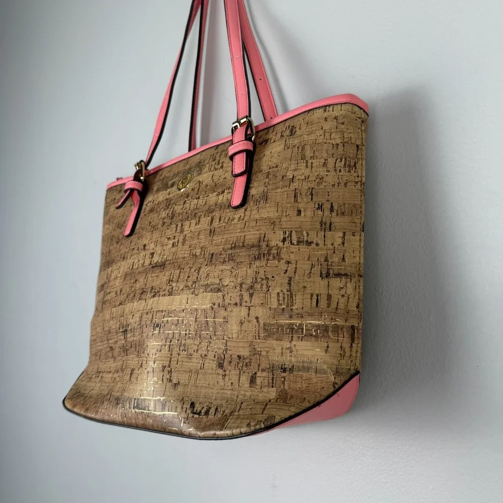 Anne Klein Tote Bag Women's Brown Faux Cork Attached Wallet Key Shoulder Strap